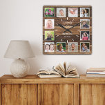 12 Photo Collage Family Is Forever Rustic Wood Square Wall Clock<br><div class="desc">Create your own photo collage wall clock with 12 of your favourite pictures. The photo frame clock helps you treasure your special moments and also makes a thoughtful gift for parents, grandparents and friends. The personalised family clock makes it a perfect gift for all occasions. Personalise with family name and...</div>