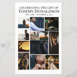 12 Photo Collage Funeral Flyer