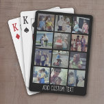 12 Photo Collage - grid with area for text - black Playing Cards<br><div class="desc">A fun way to capture memories and share them with friends. Add 12 photos and your favourite caption to make a cool gift for friends.</div>