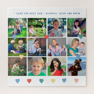 12 photo collage LOVE for BEST DAD navy script Jigsaw Puzzle