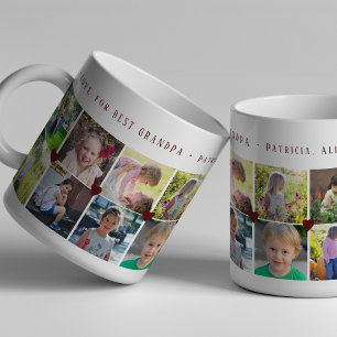 12 photo collage LOVE for BEST GRANDPA burgundy Coffee Mug