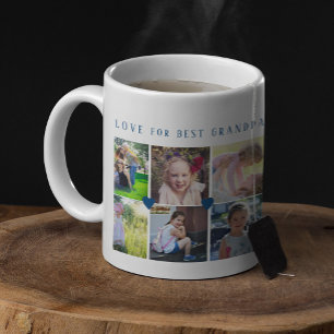 12 photo collage LOVE for BEST GRANDPA navy blue Coffee Mug