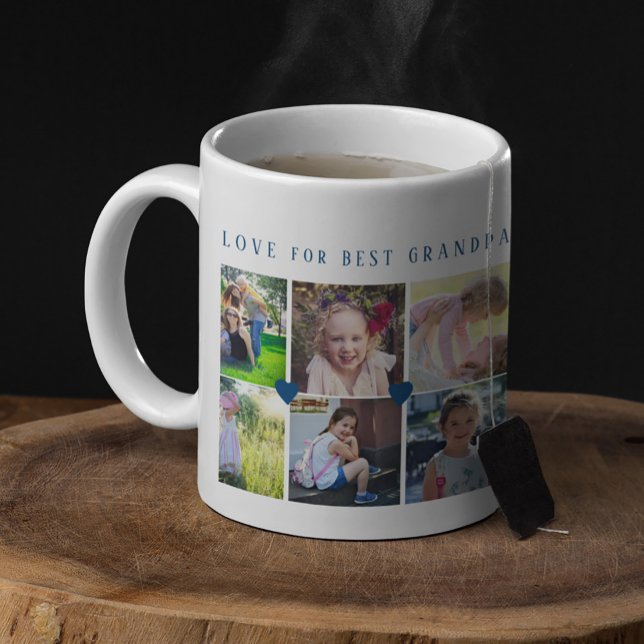 12 photo collage LOVE for BEST GRANDPA navy blue Coffee Mug (Creator Uploaded)