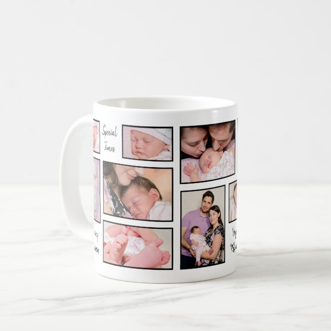 12 Photo Collage Making Memories Inspiring Quotes Coffee Mug (Front Left)