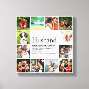 12 Photo Collage Modern Cool Husband Definition Canvas Print