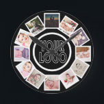 12 Photo Collage Personalized Black White  Round Clock<br><div class="desc">12 Photo Collage Personalized Template Black and white wall clock .. simply add your own photographs and logo or background to this great wall clock .. easy to personalize .. customizable photo template clock from Ricaso - perfect gift-ideas</div>