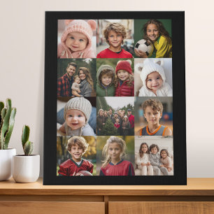 12 Photo Collage - Photos Only Square Cropped Faux Canvas Print