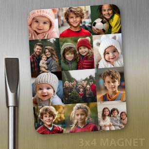 12 Photo Collage - Photos Only Square Cropped Magnet
