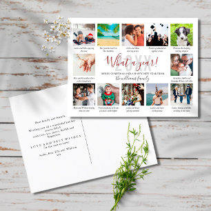 12 Photo Collage What A Year In Review Captions  Holiday Postcard