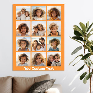 12 Photo Collage with Gold Background 20x28 Poster