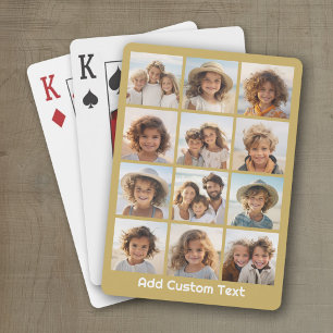 12 Photo Collage with Gold Background Playing Cards