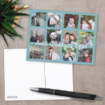 12 Photo Collage with Soft Blue Background Postcard<br><div class="desc">Add your favourite pics to this fun template. You can use Instagram photos or any photos for this grid.</div>
