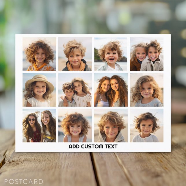 12 Photo Collage with White Background Postcard (Custom Photo Postcard)