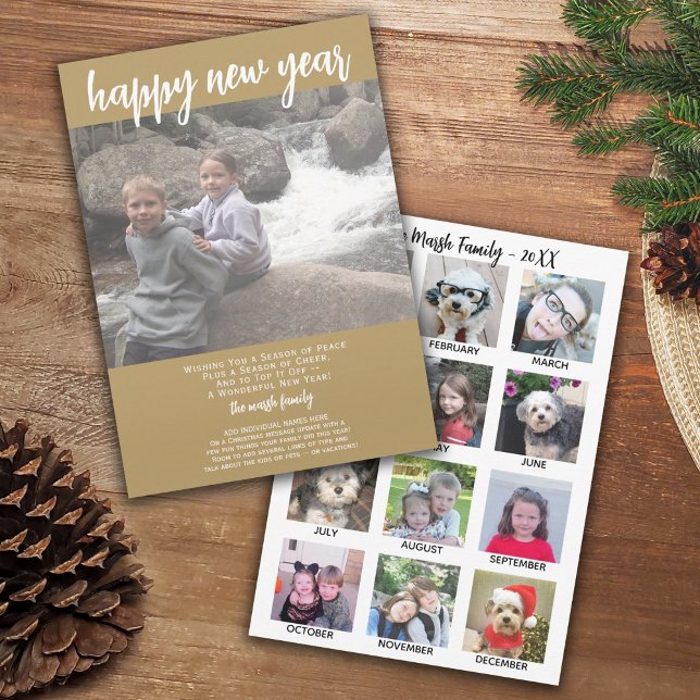 12 Photo Collage with Year in Review plus Message Holiday Card (Creator Uploaded)