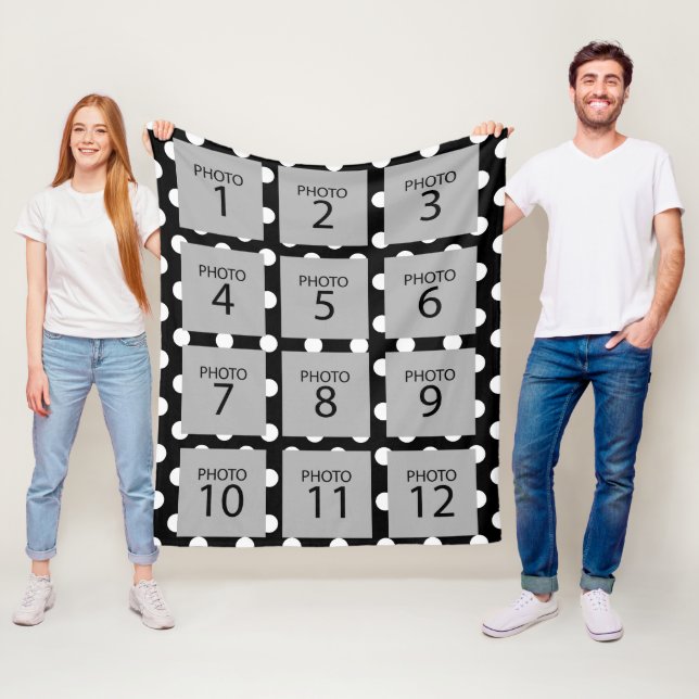12 Photo Collage - you can change background colou Fleece Blanket (In Situ)