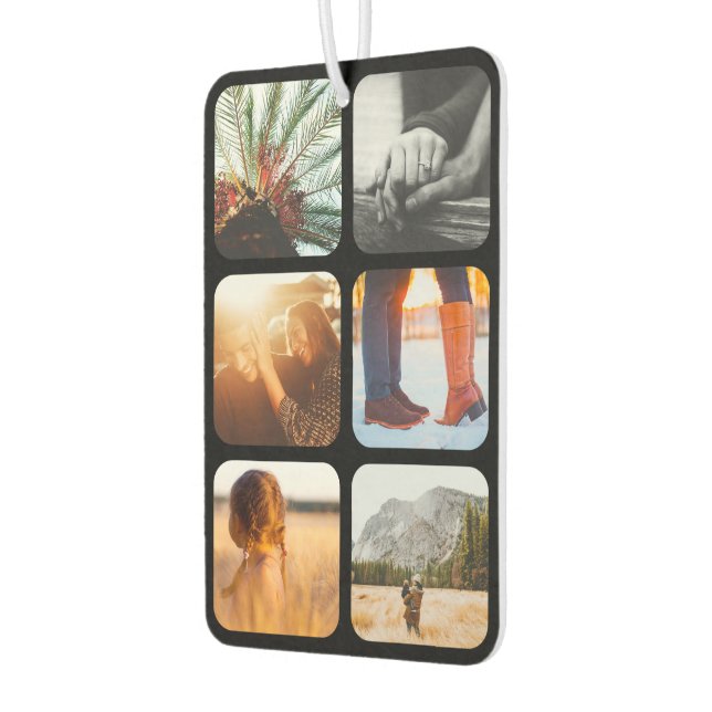 12 Photo Double Sided Template Grid Rounded Frame Car Air Freshener (Left)