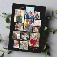 12 Photo Family Memory Collage with Heart on Black
