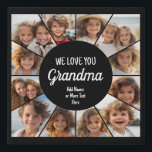12 Photo Funky Photo Collage - We Love You Grandma Faux Canvas Print<br><div class="desc">Use 12 square photos and make a unique and trendy photo collage with a place for greeting to grandma or grandpa. If you need to move anything around,  click on the customise button to make changes.</div>