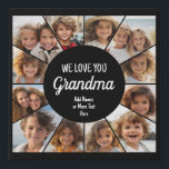 12 Photo Funky Photo Collage - We Love You Grandma Faux Canvas Print<br><div class="desc">Use 12 square photos and make a unique and trendy photo collage with a place for greeting to grandma or grandpa. If you need to move anything around,  click on the customise button to make changes.</div>