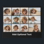 12 Photo Grid Collage - Mod Type Black White Faux Canvas Print<br><div class="desc">A simple photo grid with 3 rows and 4 columns of photos. 9 Photos are square, and the remaining 3 photos are horizontal/landscape. The design is modern and minimal and includes a simple, retro-looking font to add text at the bottom. Make personalised vacation wall art or a make a gift...</div>