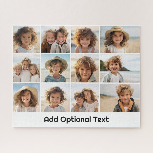 12 Photo Grid Collage - White - Mod Type Black Jigsaw Puzzle (Horizontal)