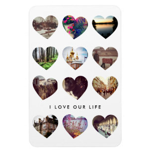 12 Photo Heart Collage Valentine's Day Love Gift Magnet