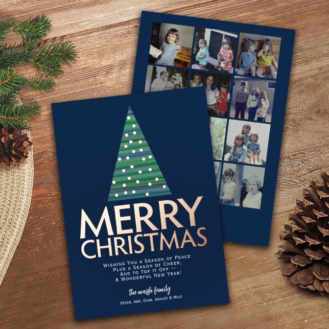 12 Photo - Huge Merry Christmas - Tree Ornaments Foil Holiday Card (Creator Uploaded)