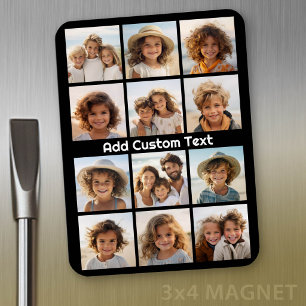 12 Photo Instagram Collage with Black Background Magnet