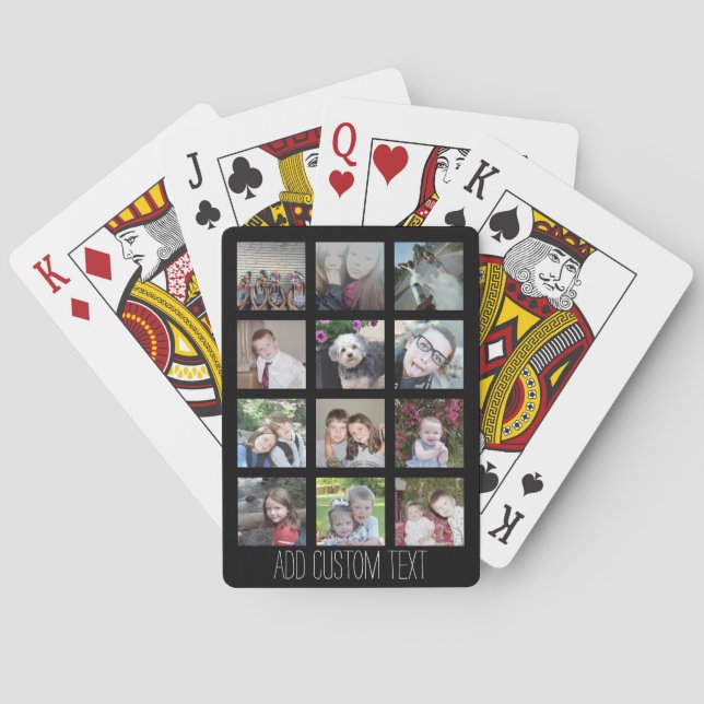 12 Photo Instagram Collage with Black Background Playing Cards (Back)