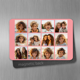 12 Photo Instagram Collage with Coral Background Magnet