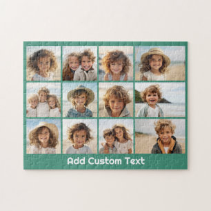 12 Photo Instagram Collage with Green Background Jigsaw Puzzle