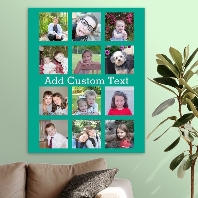 12 Photo Instagram Collage with Green Background Poster (Photo Collage Poster)