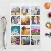 12 Photo Kitchen Towel Template Grid Rounded Frame