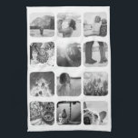 12 Photo Kitchen Towel Template Grid Rounded Frame<br><div class="desc">Personalised photo kitchen tea towel. Perfect for a loved one that likes to spend time in the kitchen.</div>