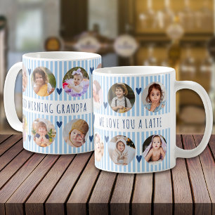 12 Photo Light blue Striped Good Morning Grandpa Coffee Mug