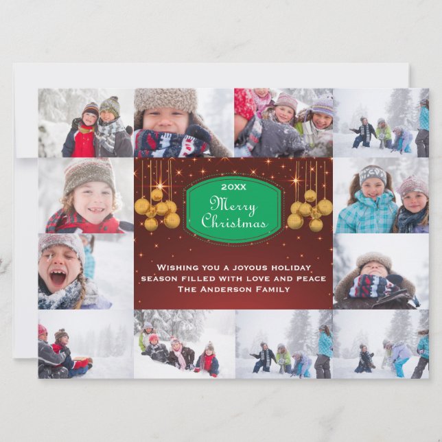 12 Photo Merry Christmas Collage-6x8Christmas Card (Front)