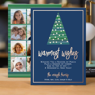 12 Photo - Warmest Wishes Christmas Tree Ornaments Foil Holiday Card