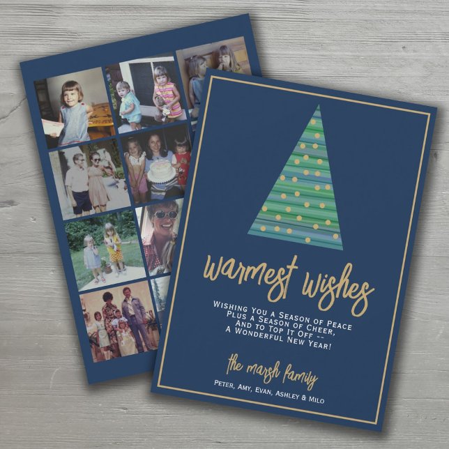 12 Photo - Warmest Wishes Christmas Tree Ornaments Holiday Card (Creator Uploaded)