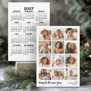 12 Photo Year Collage - Cheers 2027 Calendar Holiday Card