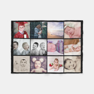 12 photos collage  personalised fleece blanket