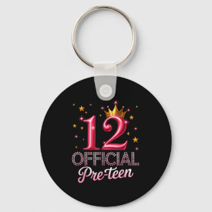 12 pre-teen golden crown happy 12th birthday girls key ring