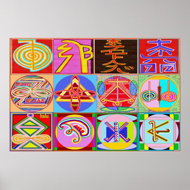 12 REIKI n KARUNA Symbols Poster (Front)