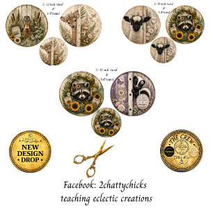 12" round Farm Deer Racoon Lamb Dog Rustic Skunk Wrapping Paper Sheet