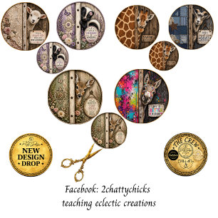 12" Round Rustic Farmhouse Whimsical Door Peekers Wrapping Paper Sheet