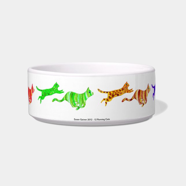12 Running Cats Pet Bowl (Front)
