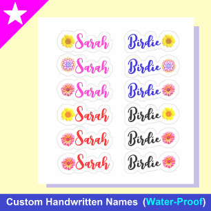 12 Small Whimsical Daisy Name Labels Set