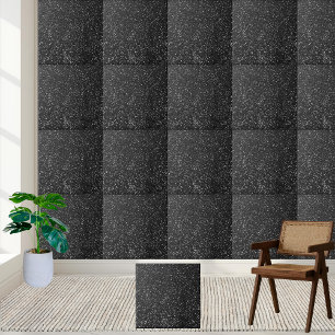#12 Sparkling Black Glitter Luxury Home Décor Ceramic Tile