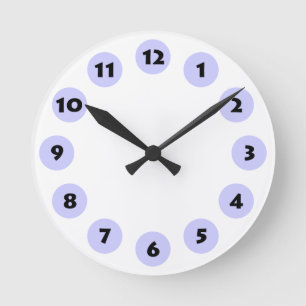 12 Spots - Black with Powder Blue on White Round Clock