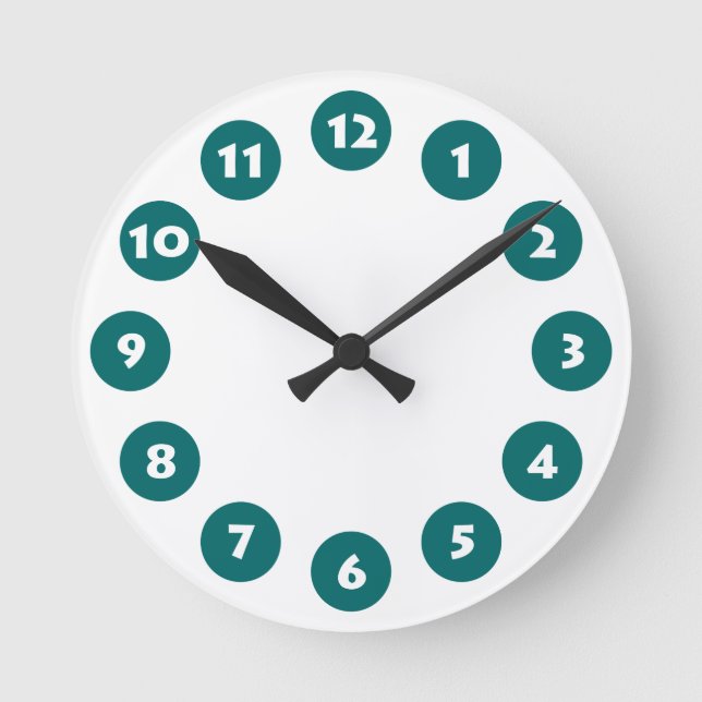 12 Spots - White with Moss Green on White Round Clock (Front)