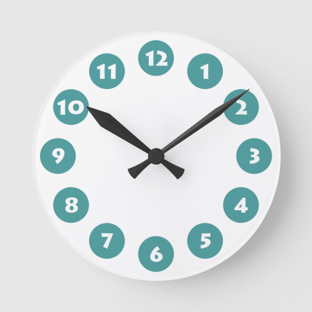 12 Spots - White with Ocean Green on White Round Clock (Front)